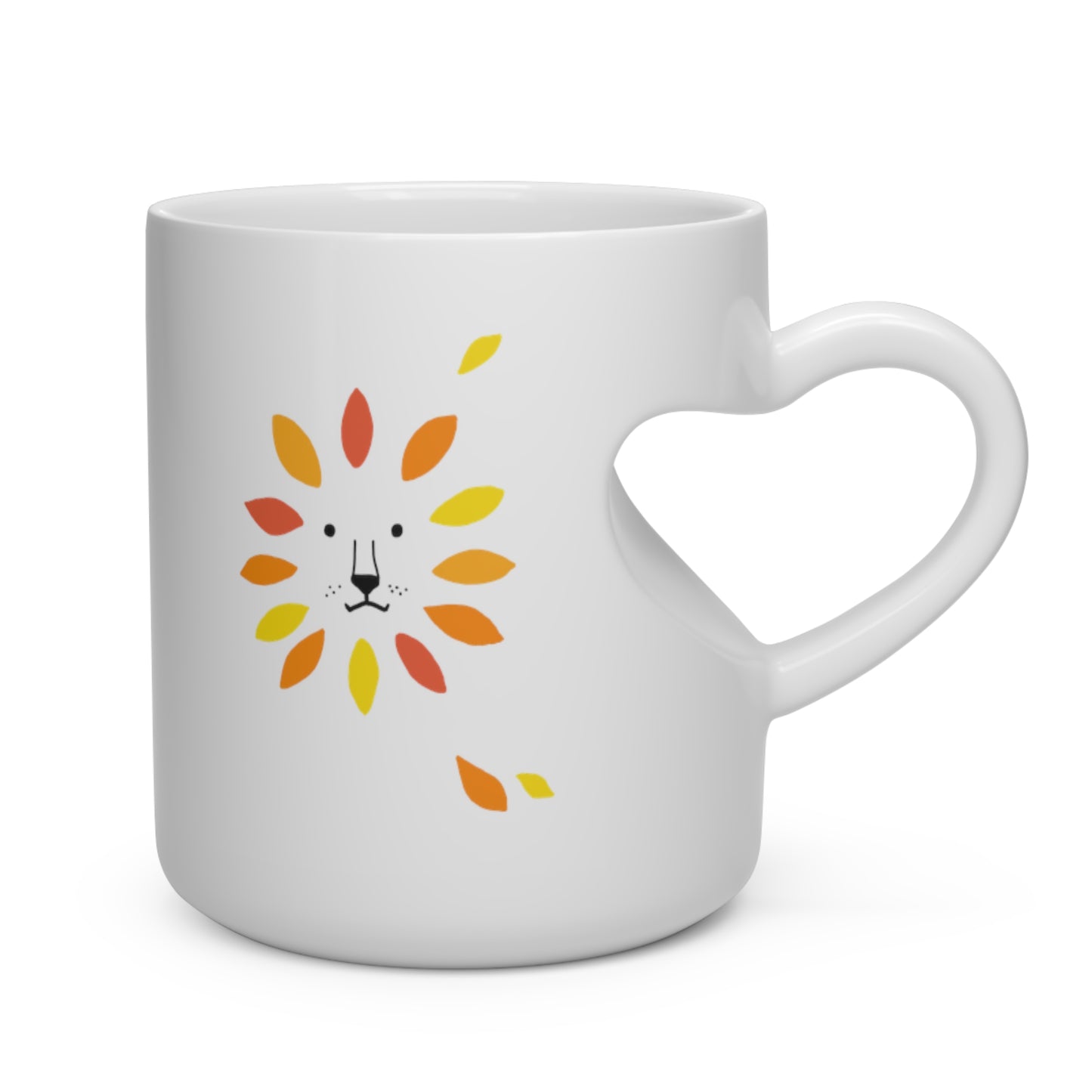 Make A Lion Face With Autumn Leaves - Heart Shape Mug
