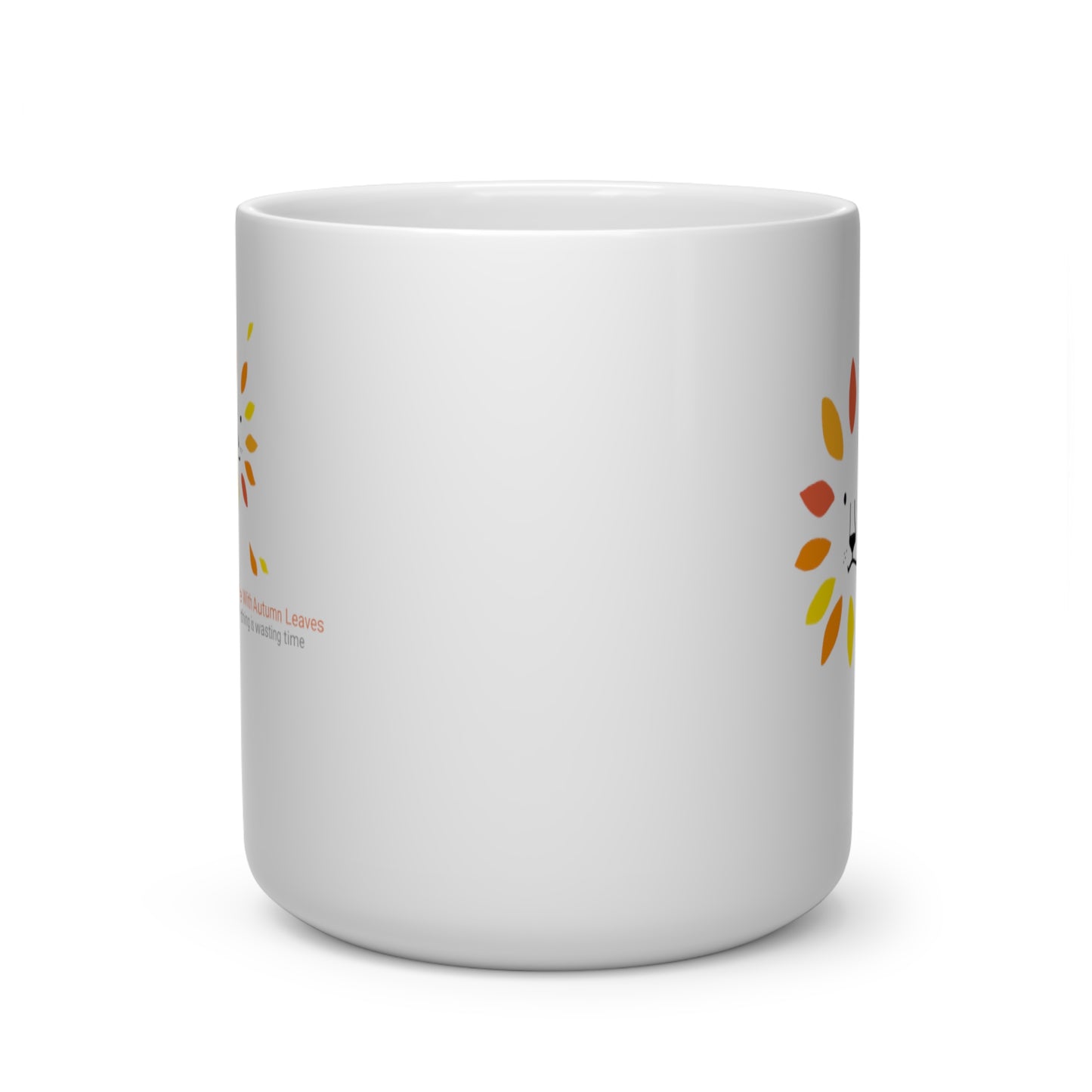Make A Lion Face With Autumn Leaves - Heart Shape Mug