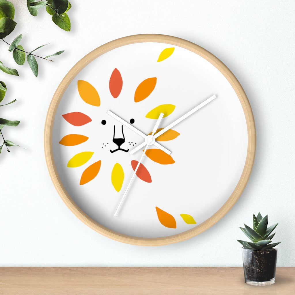 Make A Lion Face With Autumn Leaves - Wall clock
