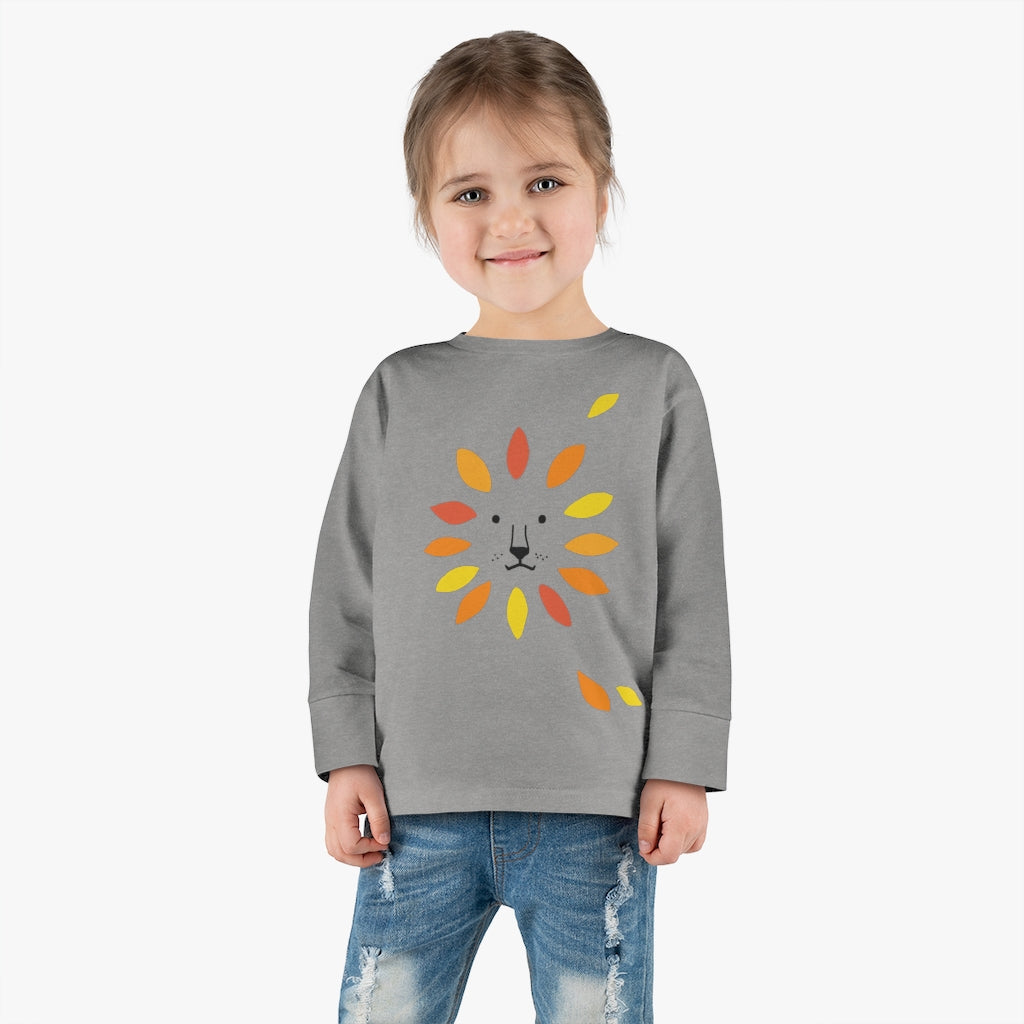 Make A Lion Face With Autumn Leaves - Toddler Long Sleeve Tee