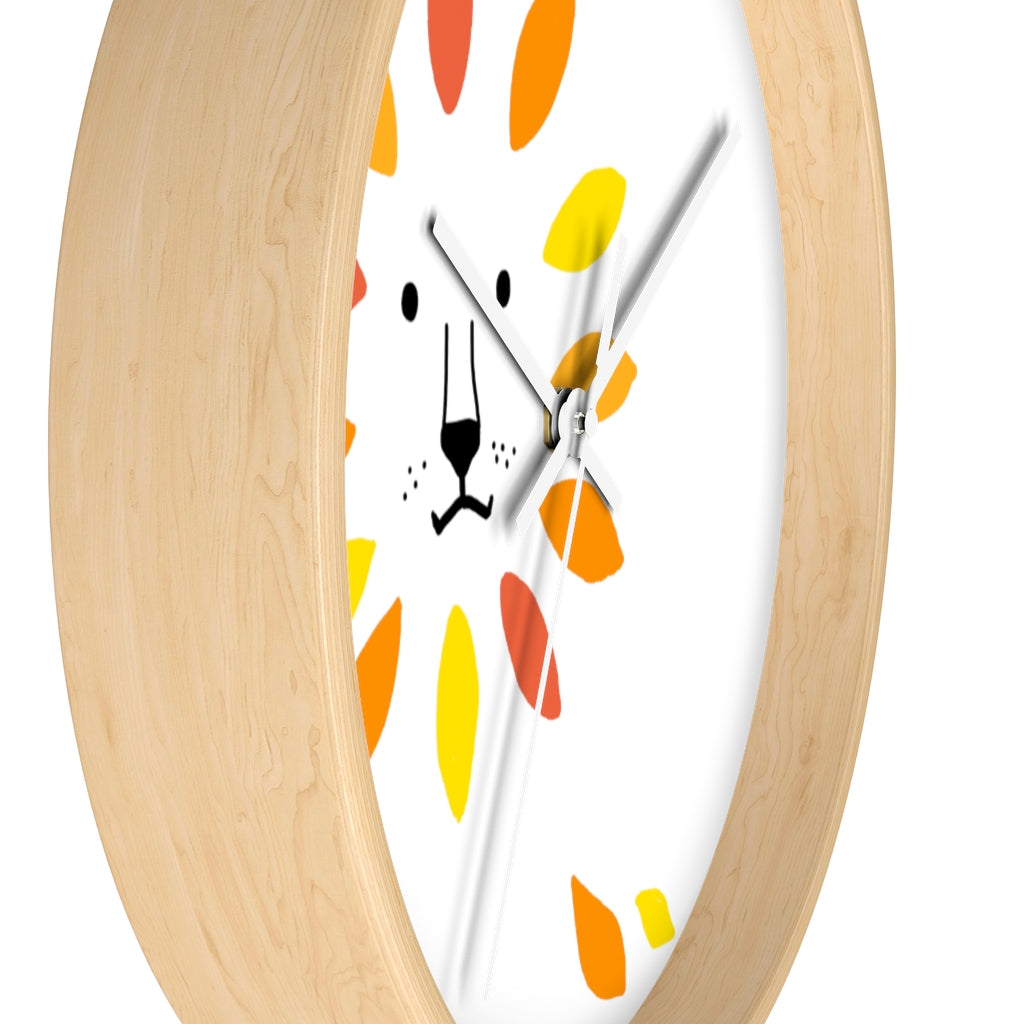 Make A Lion Face With Autumn Leaves - Wall clock