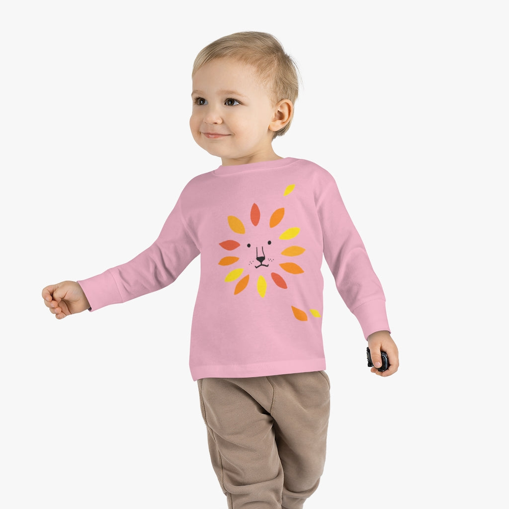 Make A Lion Face With Autumn Leaves - Toddler Long Sleeve Tee