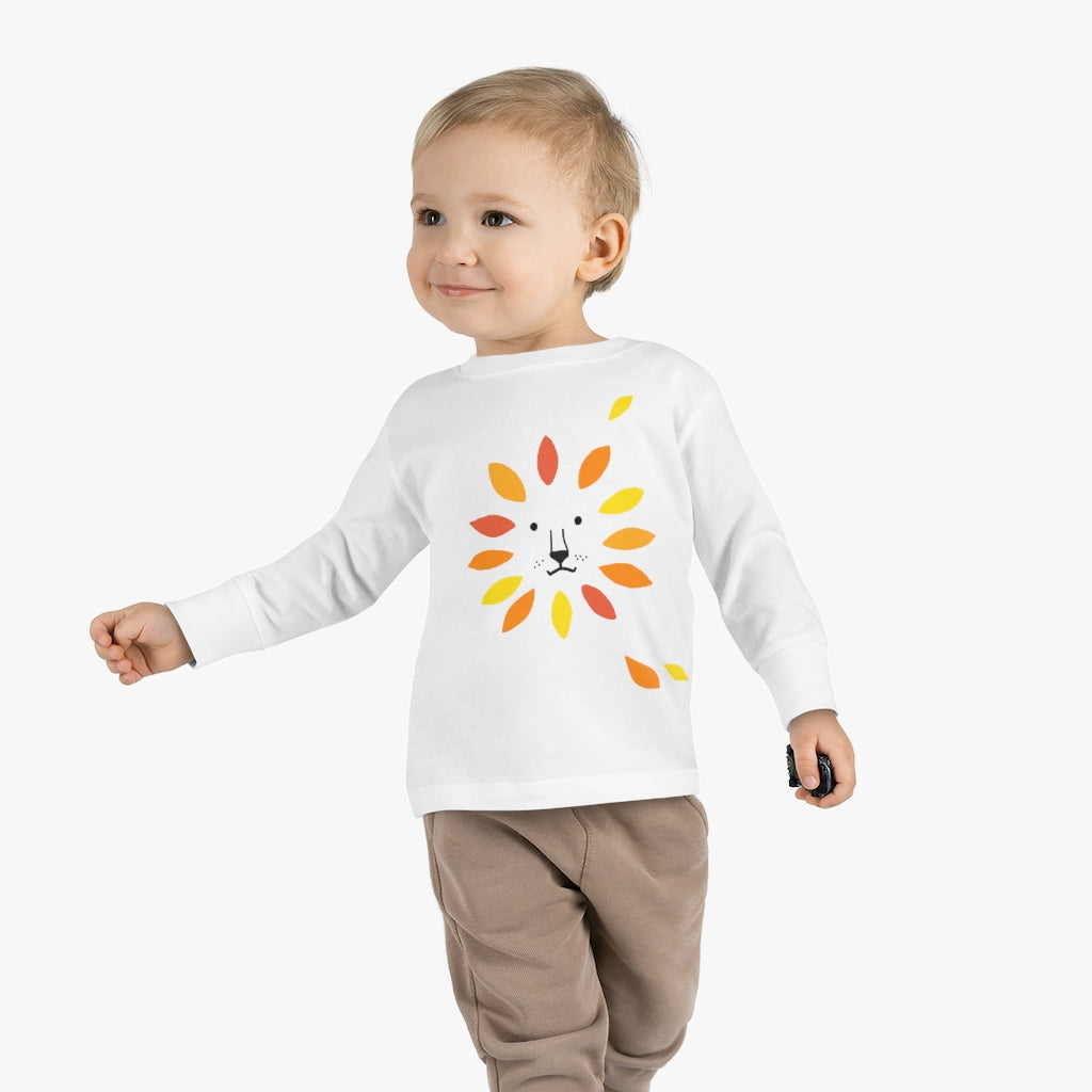 Make A Lion Face With Autumn Leaves - Toddler Long Sleeve Tee