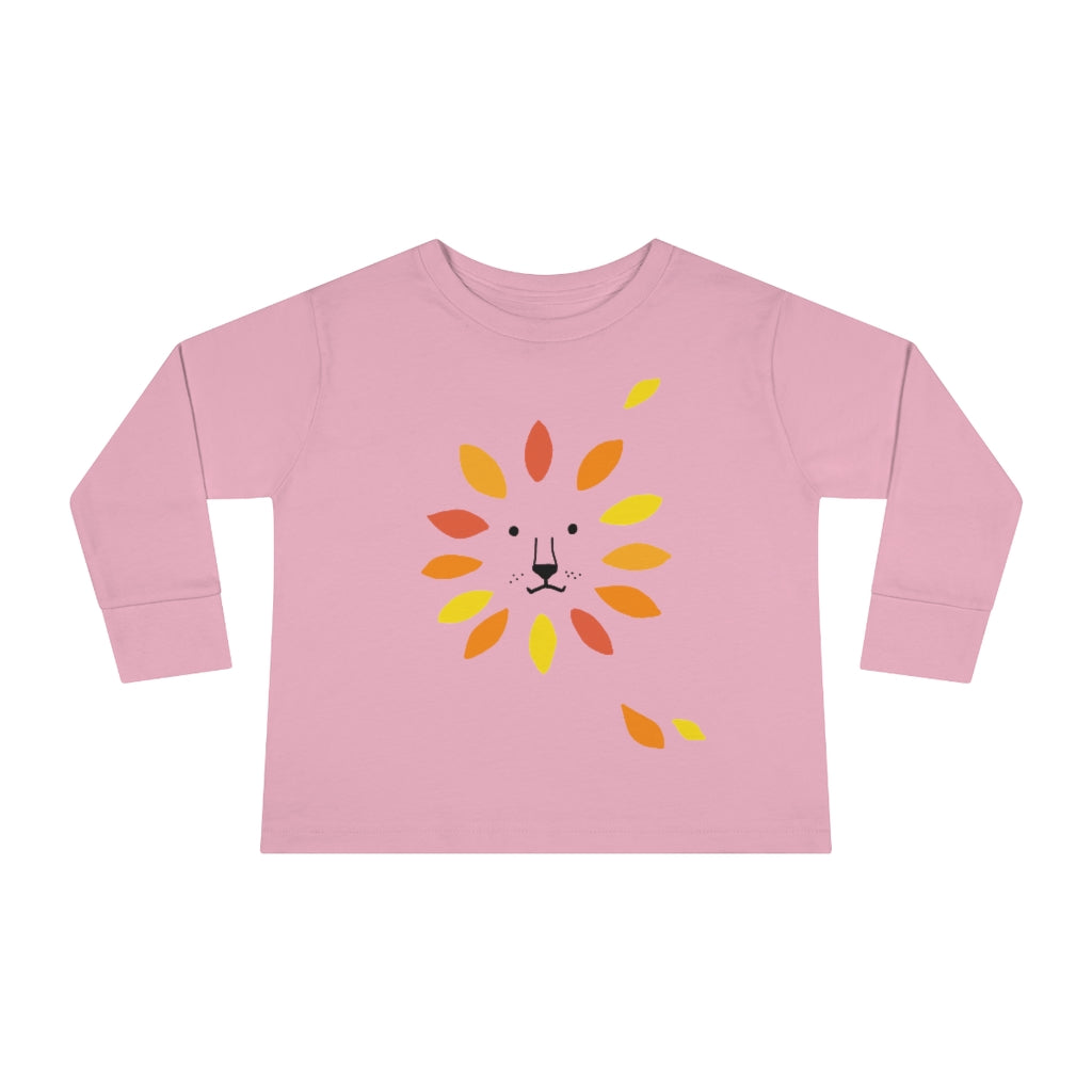 Make A Lion Face With Autumn Leaves - Toddler Long Sleeve Tee