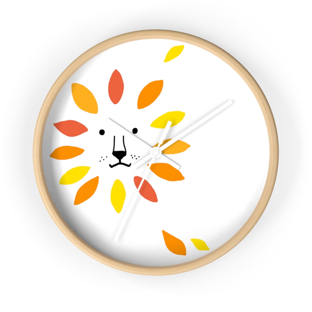 Make A Lion Face With Autumn Leaves - Wall clock