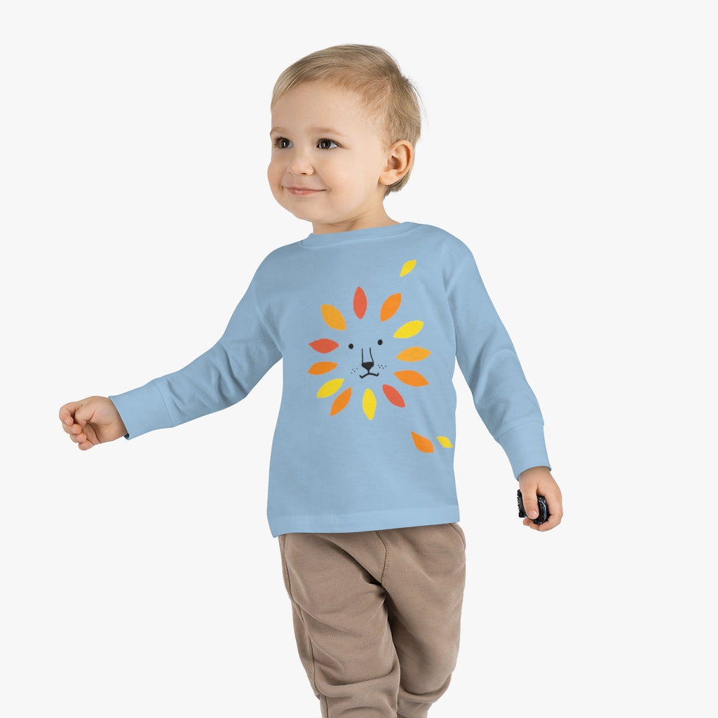 Make A Lion Face With Autumn Leaves - Toddler Long Sleeve Tee