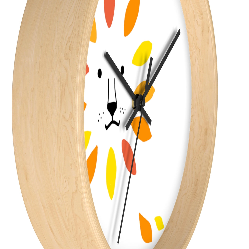 Make A Lion Face With Autumn Leaves - Wall clock