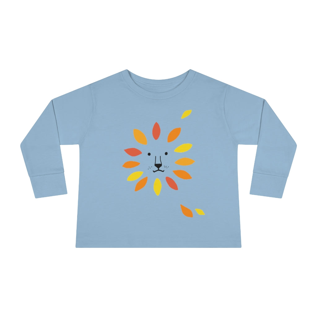 Make A Lion Face With Autumn Leaves - Toddler Long Sleeve Tee