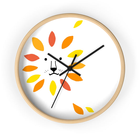 Make A Lion Face With Autumn Leaves - Wall clock